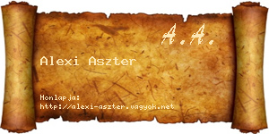 Alexi Aszter névjegykártya